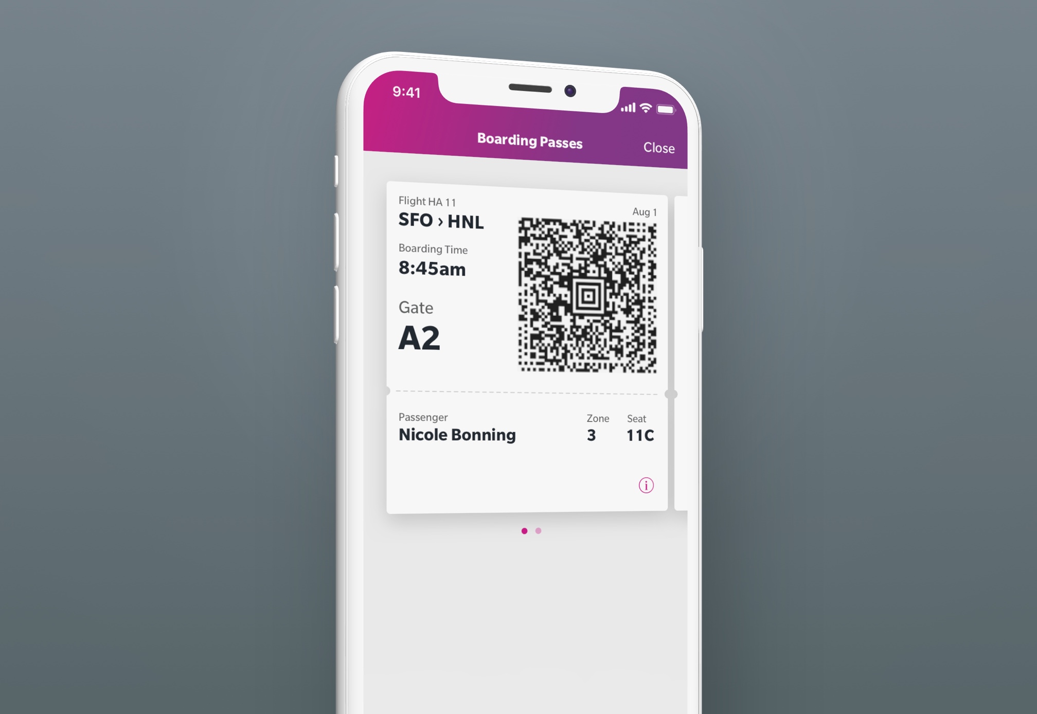 QR code for plane ticket